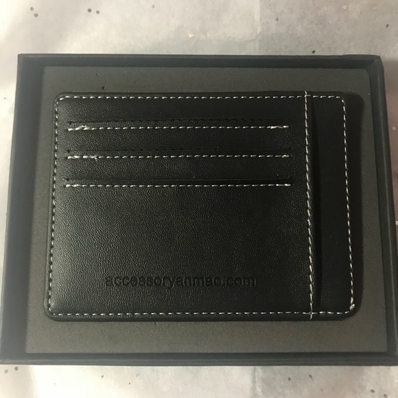 accessoryanmao Accessories - Black slim leather credit card holder